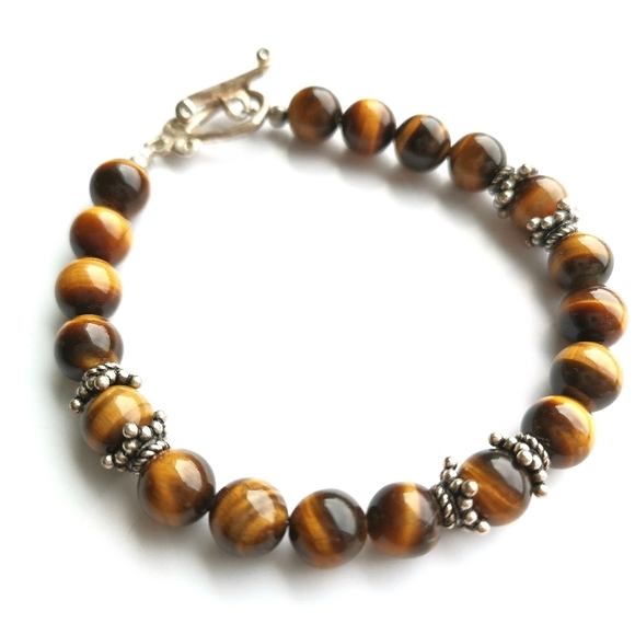 Vintage tiger's eye bead bracelet - Picture 2 of 3